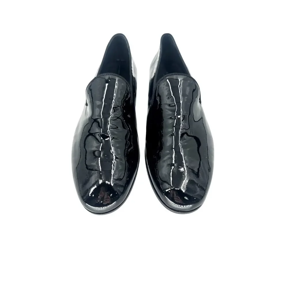 Gucci Glossy Black Vernice Crystal Leather Slip-On Loafers Men's Size EU41 US7.5